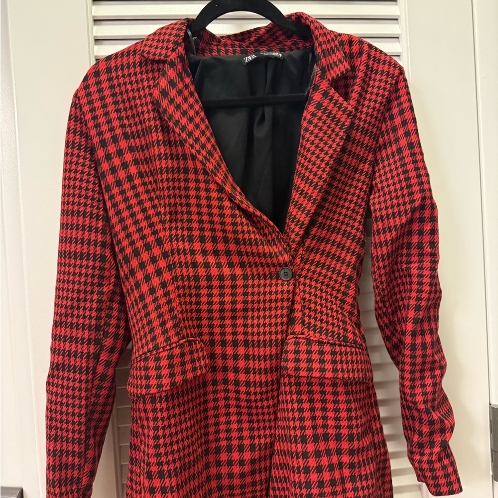 Red Houndstooth blazer Women's romper
